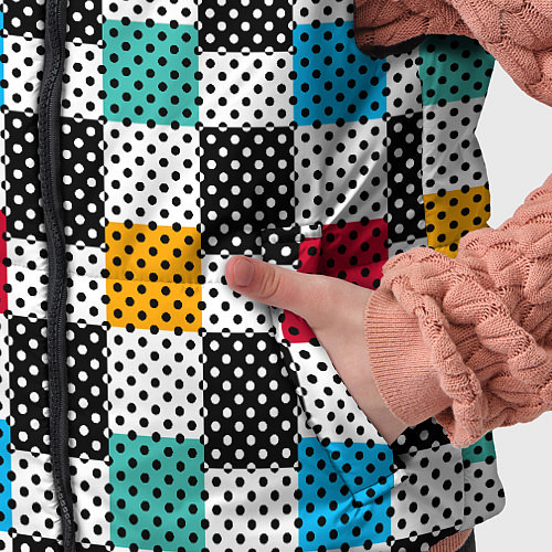 Детский жилет Узор в горошек пэчворк разноцветный / 3D-Черный – фото 5
