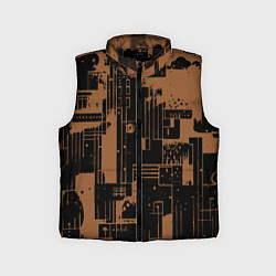 Детский жилет Чёрно-коричневый абстракция геометричный, цвет: 3D-черный