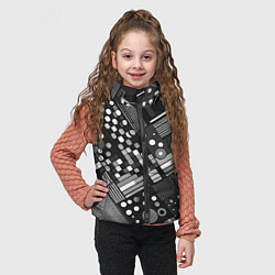 Детский жилет Тёмный серый абстракция квадраты кружочки, цвет: 3D-черный — фото 2