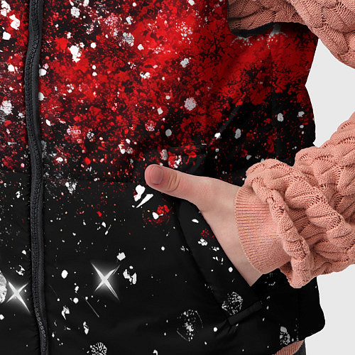 Детский жилет Бело-красные блестяшки на черном / 3D-Черный – фото 5