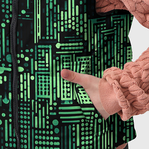 Детский жилет Чёрно-зелёный абстракция точки полоски / 3D-Черный – фото 5