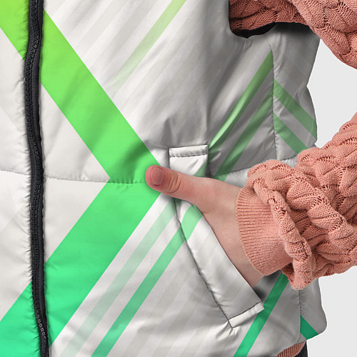 Детский жилет Color white line green / 3D-Черный – фото 5