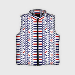 Детский жилет Полосатый морской орнамент с якорями, цвет: 3D-черный