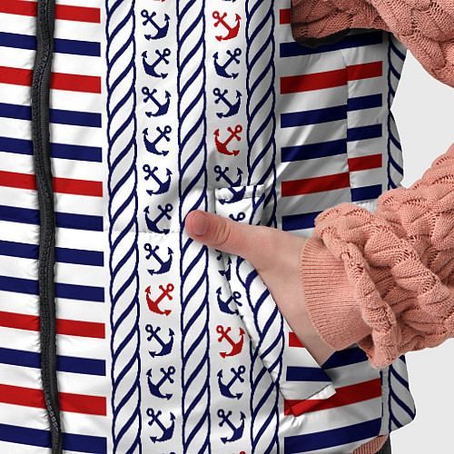 Детский жилет Полосатый морской орнамент с якорями / 3D-Черный – фото 5