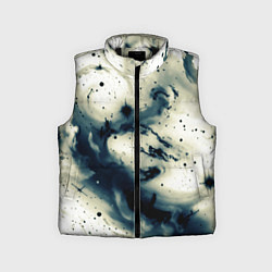 Детский жилет Бежевый и тёмно-синий космическая абстракция, цвет: 3D-черный
