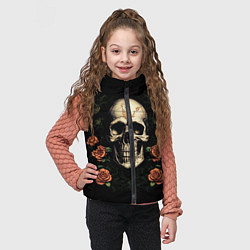 Детский жилет Череп в красных розах, цвет: 3D-черный — фото 2