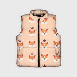 Детский жилет Паттерн с милыми мордочками собак породы корги, цвет: 3D-черный