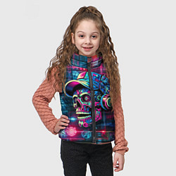 Детский жилет Кибер чувак череп на фоне граффити - нейроарт, цвет: 3D-черный — фото 2