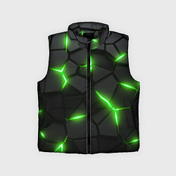 Детский жилет Зеленая неоновая броня, цвет: 3D-черный