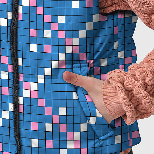Детский жилет Синяя розовая с белым плитка / 3D-Черный – фото 5