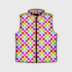Детский жилет Разноцветный горох на белом, цвет: 3D-черный