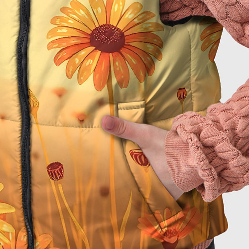 Детский жилет Цветы на закате / 3D-Черный – фото 5