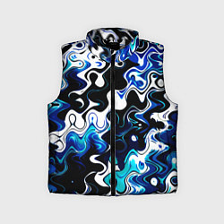 Детский жилет Абстракция разлитые краски чёрно-сине-белый, цвет: 3D-черный
