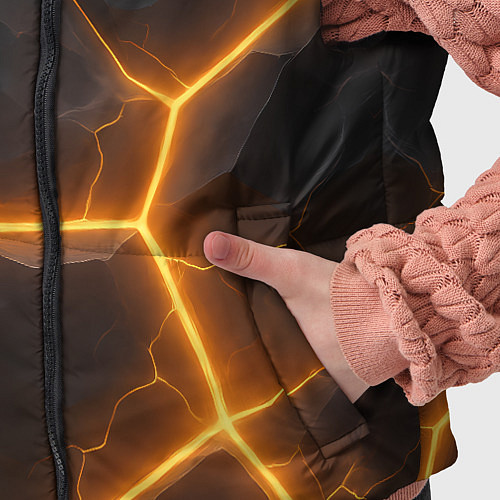 Детский жилет Черные плиты с оранжевой молнией / 3D-Черный – фото 5