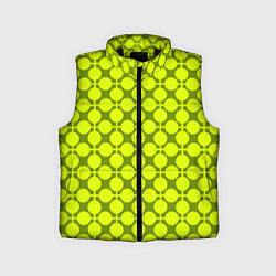 Детский жилет Желто зеленый неоновый узор ретро в горох, цвет: 3D-черный
