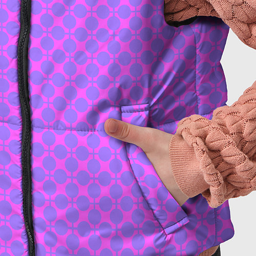 Детский жилет Розовый сиреневый узор в клетку и горох / 3D-Черный – фото 5