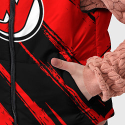 Детский жилет Нью Джерси Девилз - красные потертости, цвет: 3D-черный — фото 2