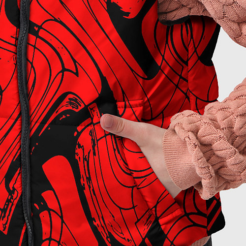 Детский жилет Чёрно-красный абстрактный линии / 3D-Черный – фото 5