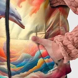 Детский жилет Три небесных дельфина - нейроарт фантазия, цвет: 3D-черный — фото 2