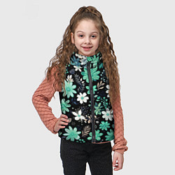 Детский жилет Чёрный в зелёный цветочек стилизованный, цвет: 3D-черный — фото 2