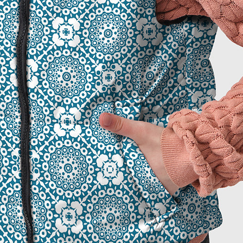 Детский жилет Бело - голубой ажурный кружевной узор ретро / 3D-Черный – фото 5