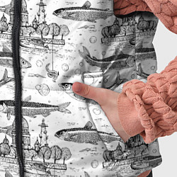 Детский жилет Корюшка и рыбалка в Питере паттерн, цвет: 3D-светло-серый — фото 2