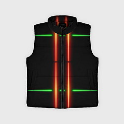 Детский жилет Neon green black red line