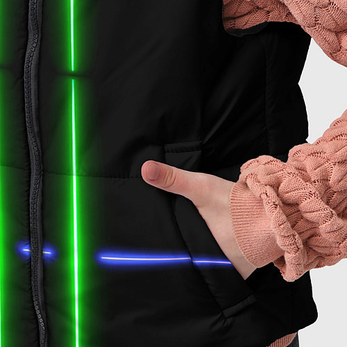 Детский жилет Neon black light blue green line / 3D-Черный – фото 5