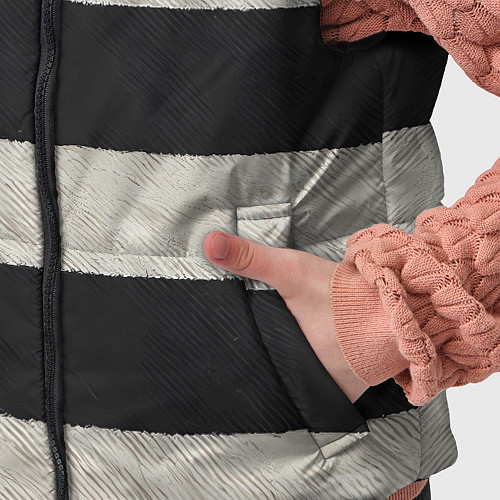 Детский жилет Текстурные черно-белые полосы / 3D-Черный – фото 5