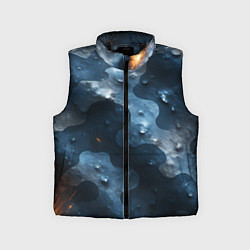 Детский жилет Синий камуфляж с каплями, цвет: 3D-черный