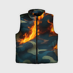 Детский жилет Огонь на камуфляжной ткани, цвет: 3D-черный