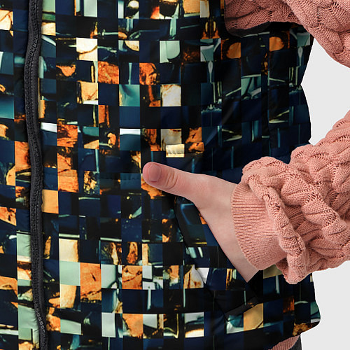 Детский жилет Тёмный синий с оранжевым кубики абстракция / 3D-Черный – фото 5