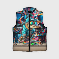 Детский жилет Крокодилёныш крутой скейтбордист - киберпанк