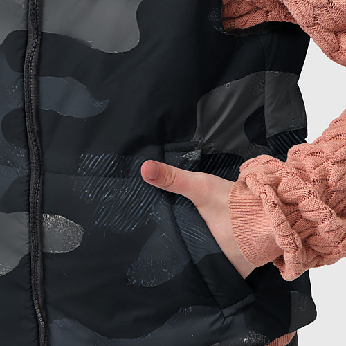 Детский жилет Текстура - камуфляжная синяя ткань / 3D-Черный – фото 5