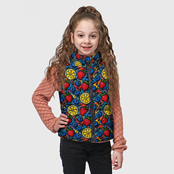 Детский жилет Ягоды и фрукты паттерн, цвет: 3D-черный — фото 2