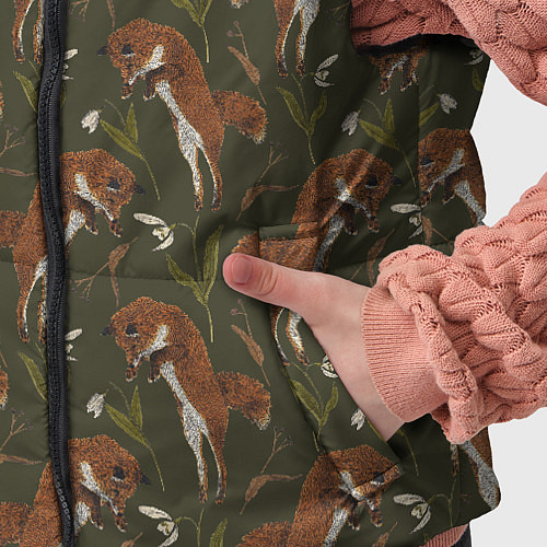 Детский жилет Лисы в подснежниках / 3D-Черный – фото 5