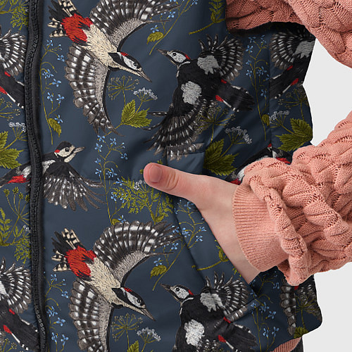 Детский жилет Дятлы и цветы / 3D-Черный – фото 5