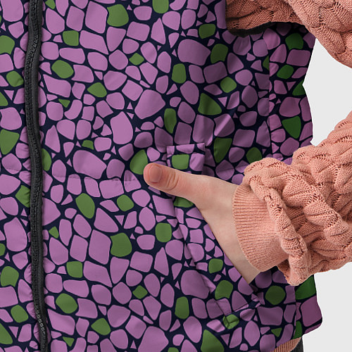 Детский жилет Мозаичный мелкий узор фиолетовый с зелеными вкрапл / 3D-Черный – фото 5