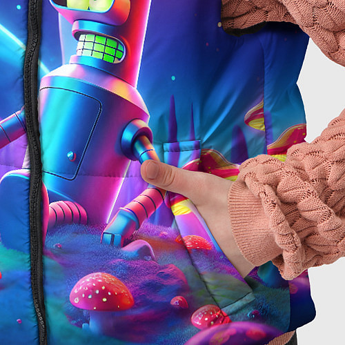 Детский жилет Робот-сгибальщик Бендер находится под неоновым мух / 3D-Черный – фото 5