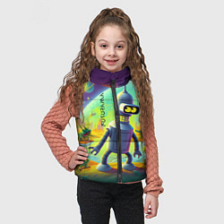 Детский жилет Робот-сгибальщик Бендер на планете крокодилов - не, цвет: 3D-черный — фото 2