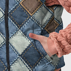 Детский жилет Джинсовый пэчворк ромбовый узор, цвет: 3D-черный — фото 2