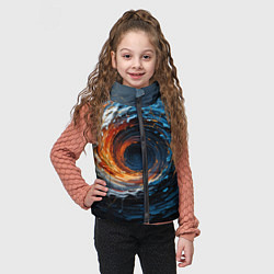 Детский жилет Краска синяя и оранжевая в форме вихря, цвет: 3D-черный — фото 2
