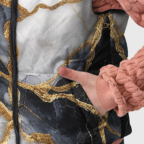 Детский жилет Мрамор белый и черный с золотом / 3D-Черный – фото 5