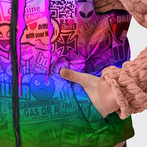 Детский жилет Monster energy неоновые стикеры / 3D-Черный – фото 5