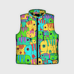 Детский жилет Яркие тропические рыбки паттер, цвет: 3D-черный