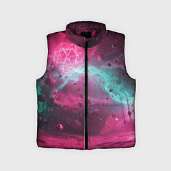Детский жилет Космическая абстракция с геометрическими фигурами, цвет: 3D-черный