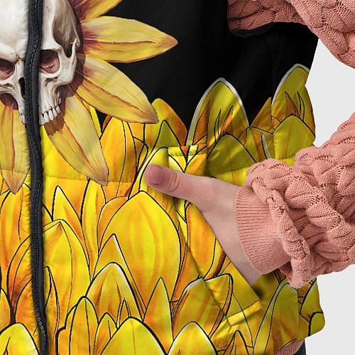 Детский жилет Череп в желтых цветах / 3D-Черный – фото 5