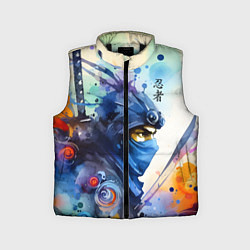 Детский жилет Японский ниндзя - акварельный набросок, цвет: 3D-черный