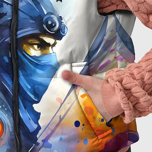 Детский жилет Японский ниндзя - акварельный набросок / 3D-Черный – фото 5