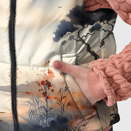 Детский жилет Таинственный Японский пейзаж - акварель / 3D-Черный – фото 5